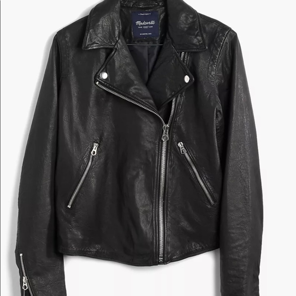MADEWELL Washed Leather Motorcycle Jacket NWOT - Picture 2 of 15